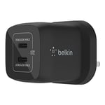 Belkin 45W Dual USB Type C Wall Charger, Fast Charging Power Delivery 3.0 with GaN Technology, USB C Charger for iPhone 16, 15, iPad Pro 12.9, 11, MacBook, Samsung Galaxy S24, Pixel And More