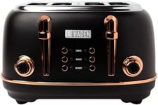 Haden - Heritage Black & Copper 4 Slice Toaster - Extra Wide Slot - Dual Control