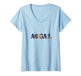 Womens Cute ABIGAIL First Name Cat Text Kitten Mom Pet Owner Word V-Neck T-Shirt