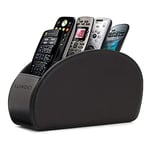 LONDO Remote Control Holder with 5 Pockets - Store DVD, Blu-Ray, TV, Roku or Apple TV Remotes - PU Leather with Suede Lining - Slim, Compact Living or Bedroom Storage - Black OTTO93