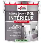 Peinture Sol - Résine Epoxy : Peinture pour Sol salon, cuisine, salle de bains - Effet Miroir - REVEPOXY DECO Vert Blanc - RAL 6019 1 kg (jusqu'à 5 m² en 2 couches)