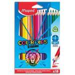 Maped 18 crayons de couleur COLOR'PEPS ''STRONG'' mine résistante en pochette carton