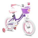 JOYSTAR 14 Inch Kids Bike for 3-5 Years Old Girls,14" Girls Bikes with Training Wheels and Basket, Purple