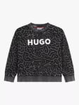 HUGO BOSS Kids' Fancy Animal Print Cotton Blend Sweatshirt, Black