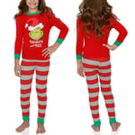 Jul familj matchande pyjamas Grinch print topp randiga byxor pyjamas set Girl L