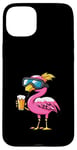 Coque pour iPhone 15 Plus Flamant rose amusant avec bière | BD Apres Ski