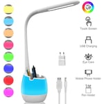 Magicfox - Lampe de Bureau Flexible, Lampe Rechargeable avec Veilleuse Colorée/ 3 Modes et 3 Niv. de luminosité/Contrôle Tactile