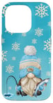 Coque pour iPhone 14 Pro Blue Winter Gnome Snowflakes For Men Who Loves Ice Fishing