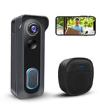 Wireless Video Doorbell Camera with Chime, Smart WiFi Door Bells with Voice Changer, PIR Motion Detection,1080P HD, Night Vision, Two-Way Audio, Battery Powered, 2.4G WiFi, IP66, Works with Alexa