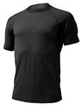 Lasting 160G Light Merino Wool Quido T-Shirt Homme, Noir, Grand