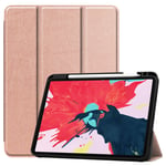 iPad Pro 11 2nd Gen (2020) Fodral Tri-Fold Med Pencil-hållare Rosa