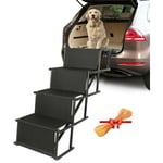 Aqrau Escalier pour chiens 4 marches,Escaliers Pliables pour Chiens - Noir