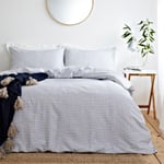 The Linen Yard Signatur Hazzy Duvet Cover Set Super King Blå