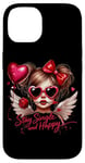 Coque pour iPhone 14 Ailes d'ange « Stay Single And Happy Heart »