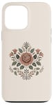 Coque pour iPhone 13 Pro Max Rose florale botanique, style bohème minimaliste, roses d'amour