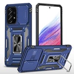 vumebao Coque pour Samsung A53 avec, Support 360° Rotatif Full Protection de la Caméra en PC Dur Anti-Chut Renforcée Armor Heavy Duty Antichoc Bumper Etui pour Samsung A53 Bleu