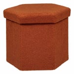 Pouf Coffre Pliable Bouclette "Jaiko" 46cm Ambre