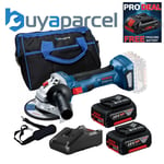 Bosch GWS 18V-7 18v 125mm Brushless Angle Grinder 2x 5.0ah Batteries + 16" Bag