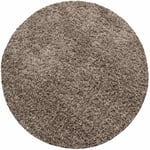 Life - Tapis Rond Shaggy Uni Poils Longs Tapis Salon Chambre (Café - 200x200cm)