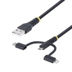 StarTech RUGGED USB MULTI CHARGING CABLE USB TO LIGHTNING/MICRO-USB/TYPE- CABL