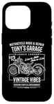 Coque pour iPhone 16 Pro Tony's Garage Design moto pour le nom Tony