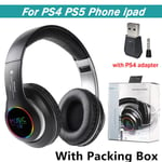 Black P4 Adapter Casque sans fil Bluetooth RVB, casque stéréo HIFI, casque antibruit de sport, prise en charge de la carte TF, ordinateur portable, PS4, PS5, TV, PC ""Nipseyteko