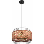 Lampe bambou suspension suspension table à manger plafonnier Lampe suspension style bohème bambou 1 flamme, grillage métallique, 1x E27, DxH 35x120 cm