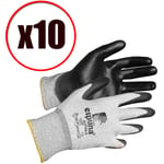 Lot de 10 paires de gants de travail en pu anti coupure Alpha 5 EN388 EN420 Taille - Taille 8