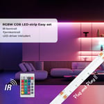 RGB+W COB LED-strip med fjernkontroll, 5m