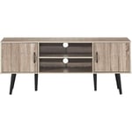 Meuble tv 147 x 39,5 x 62 cm Console Multimédia avec 2 Armoires de Rangement, 2 Étagères Ouverte pour tv Jusqu'à 60'' - Costway