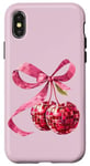 Coque pour iPhone X/XS Rose Bow Coquette Esthétique Y2K Cerise Fille Femme