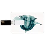 8G USB Flash Drives Credit Card Shape Xray Flower Memory Stick Bank Card Style X ray Image of a Rose Flower Romance Symbol Creative Artistic Nature Picture Print,Teal White Waterproof Pen Thumb Lovel