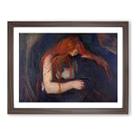 The Vampire Vol.1 By Edvard Munch Classic Painting Framed Wall Art Print, Ready to Hang Picture for Living Room Bedroom Home Office Décor, Walnut A4 (34 x 25 cm)