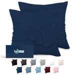 Dreamzie Taie Oreiller 60x60 Lot de 2 en Microfibre Certifiée Oeko-Tex - Housse Coussin 60x60 Douce Et Brossée, Toucher Peau de Pêche - Bleu Foncé