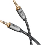 Câble stéréo audio de 3,5 mm/câble jack pour écouteurs, autoradio, PC, tablette, câble haut-parleur/connexion plaqué or, 1M