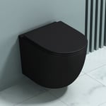 Doporro - wc Suspendu Gris Noir Mat Cuvette Céramique Toilette Abattant Silencieux avec Frein de Chute Aix179