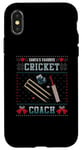 Coque pour iPhone X/XS Pull de Noël moche pour entraîneur de cricket préféré du Père Noël