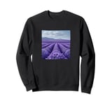 Lavender Fields In Bloom Vintage Landscape Graphic Sweatshirt