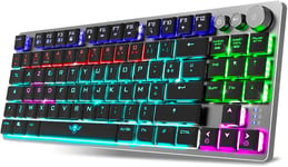 XPERT K1300, Clavier Gamer Mecanique TKL sans Fil Bluetooth, Touches 100% Anti-Ghosting Switch Red, Gaming Keyboard RGB en Aluminum Azerty FR, Compatible Mac, iOS, Android & PC.[V1631]