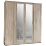 Pegane - Armoire enfant en panneaux de particules imitation chêne - Dim : 180 x 208 x 58 cm