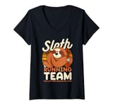 Womens Sloth Running Team. We'll Get There When We Get There V-Neck T-Shirt