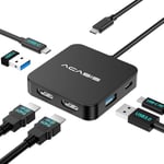 ACASIS USB C Hub Dual HDMI 4K 60HZ, USB C à Double Adaptateur HDMI avec 100W PD, Transfert de données 5Gbps, USB C Station d'accueil Adaptateur Double Moniteur pour Dell XPS/MacBook/Surface/Lenovo