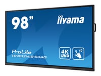 Iiyama Prolite Te9812mis-B3ag - 98" Diagonal Klass (97.5" Visbar) Led-Bakgrundsbelyst Lcd-Skärm - Interaktiv Digital Skyltning - Med Pekskärm (Multi-Touch) / Pc-Anslutning Som Tillval - 4K Uhd (2160P) 3840 X 2160 - Black Bezel With Matte Finish - Me