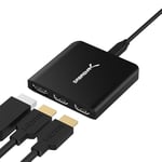 SABRENT Adaptateur USB Type C vers x2 HDMI et x1 DisplayPort, 8K@30Hz 4K@60Hz Compatible avec Thunderbolt 3 (DA-H2D1)