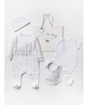 Rock A Bye Baby Unisex Bunny Print Cotton 5-Piece Set - White - Size Newborn