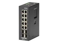 Black Box Industrial Managed Ethernet Switch - Switch - Administrerad - 10 X 10/100/1000 + 4 X Sfp - Skrivbordsmodell, Din-Skenmonterbar, Väggmonterbar