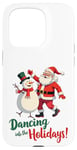 Coque pour iPhone 15 Pro Dancing into the Holidays Père Noël Bonhomme de neige Cadeau Homme Femme