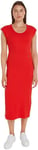 Tommy Hilfiger Slim Rib DRS MIDI Cap Sleeve WW0WW41273 Robes Moulantes, Rouge (Fierce Red), XL Femme