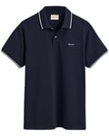 GANT Mens Tip Short Sleeve Pique Polo Shirt Evening Blue XXL