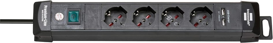 , Multipr Premium-Line Avec Port De Chargement Usb 4 Voies, Noir, 3M H05Vv-F 3G 1.5 (Pr Italienne)